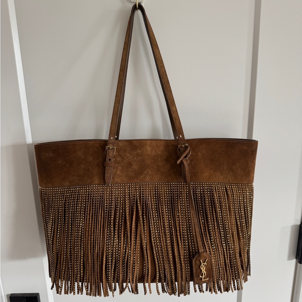 Yves Saint Laurent Tan Suede Fringe Tote